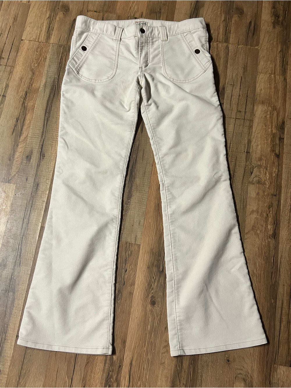 Vintage Abercrombie & Fitch Y2K Corduroy Pants Flare, Stretch Size 8, cream